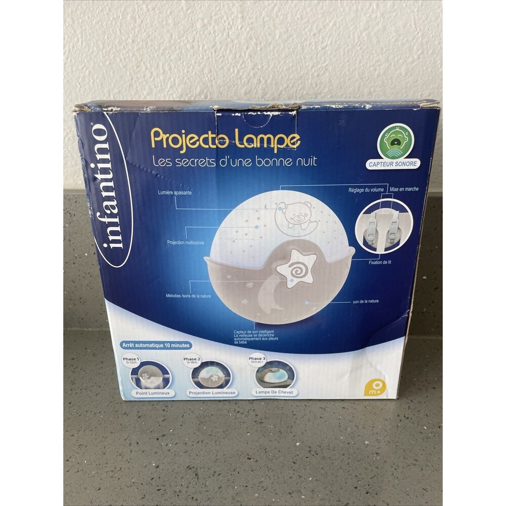 Infantino Baby Soothing Light and Projector Grey Clip on crib NO STRAPS READ